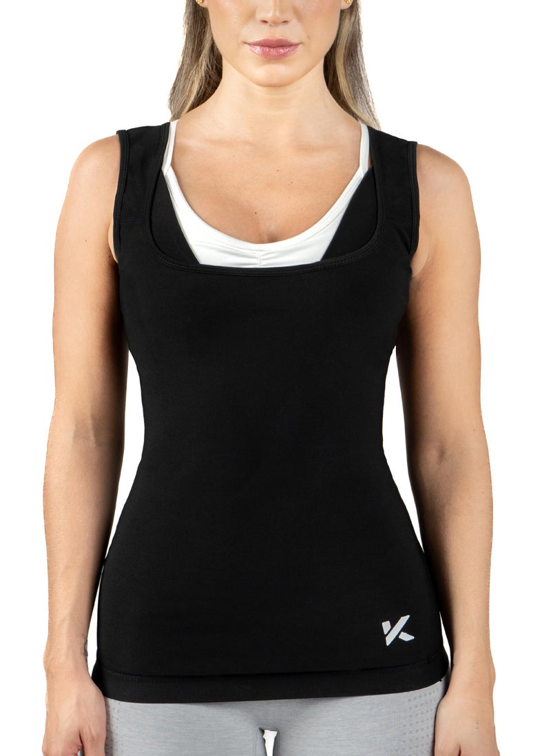 Kewlioo Premium Sauna Tank Top For Women, Slimming Sauna Shirt For Women, Sweat Vest for Workouts, Yoga, Fitness Body Shaper, Sauna Suit (Black, L-XL) - Image 2